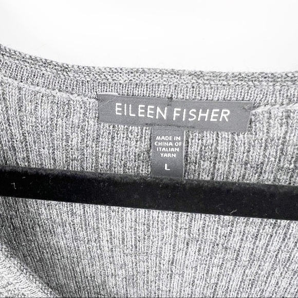 ✅ EILEEN FISHER SCOOP NECK MERINO BLEND GREY SWEATER SIZE LARGE - Picture 2 of 3